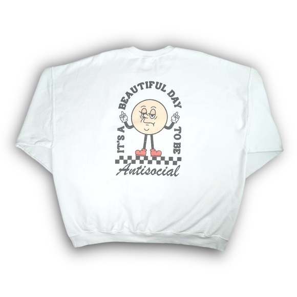 It's a Beautiful Day to be Antisocial Pullover Crewneck Sweatshirt Middle Finger - Picture 6 of 9